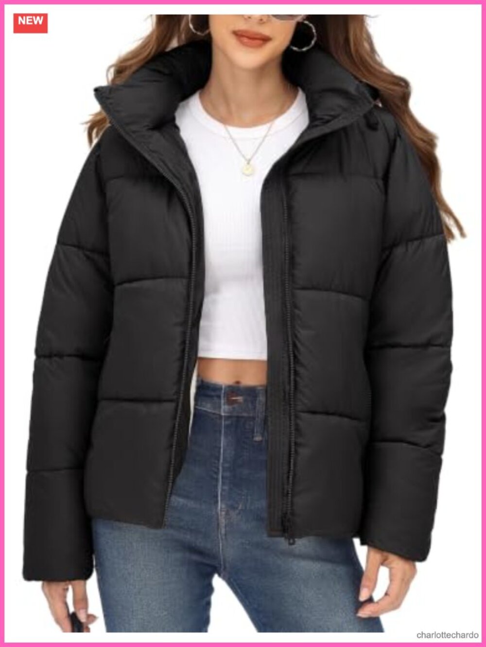 Women's Puffer Jacket Faux Fur Lined Warm Quilted Winter Coat Short
